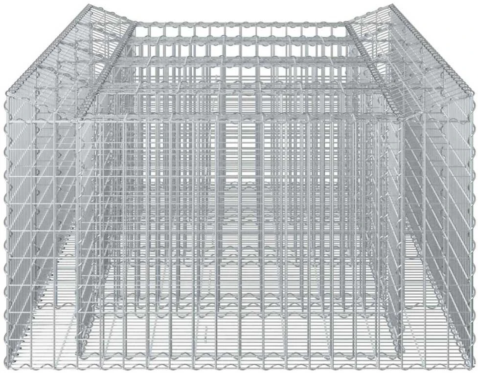 Gabioninė pakelta lova 2 vnt. 200 x 100 x 60 cm Sidabrinė