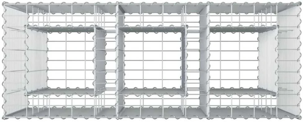 Gabioninė pakelta lova 2 vnt. 130 x 50 x 150 cm Sidabrinė