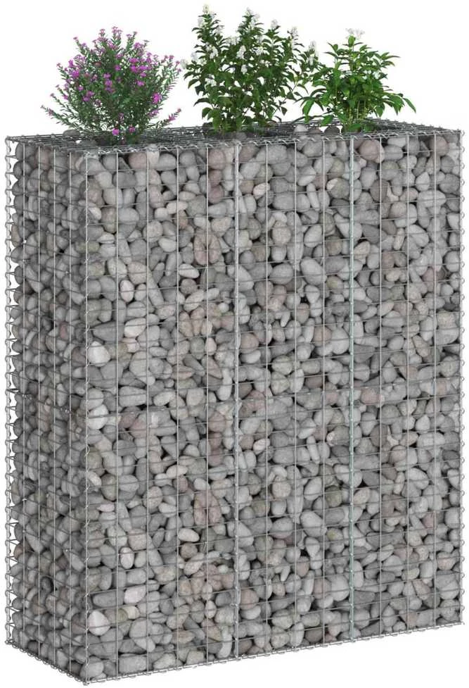 Gabioninė pakelta lova 2 vnt. 130 x 50 x 150 cm Sidabrinė