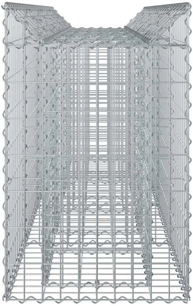 Gabioninė pakelta lova 2 vnt. 200 x 50 x 80 cm Sidabrinė