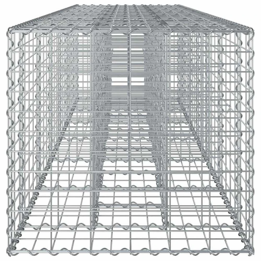 Gabioninė pakelta lova 2 vnt. 260 x 60 x 55 cm Sidabrinė
