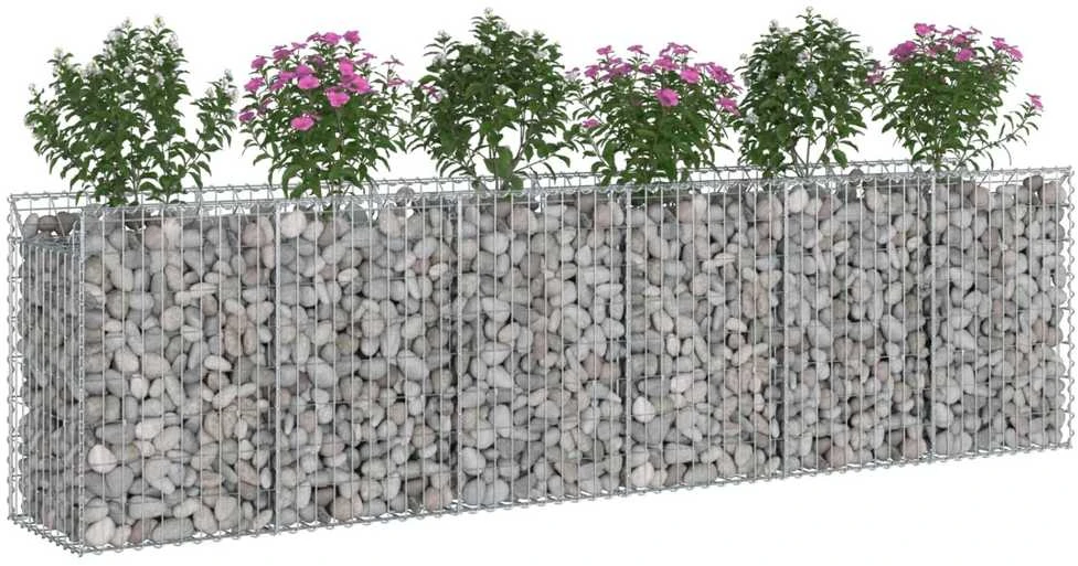 Gabioninė pakelta lova 2 vnt. 300 x 50 x 80 cm Sidabrinė