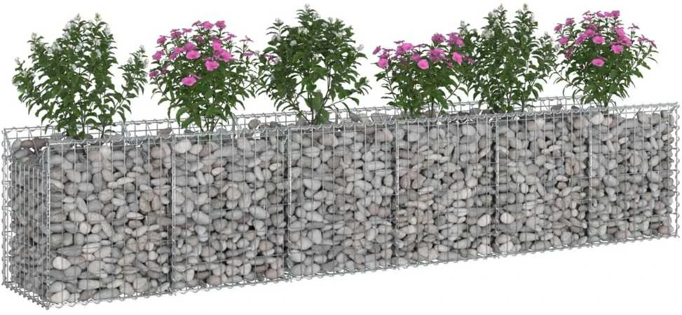 Gabioninė pakelta lova 2 vnt. 300 x 50 x 60 cm Sidabrinė