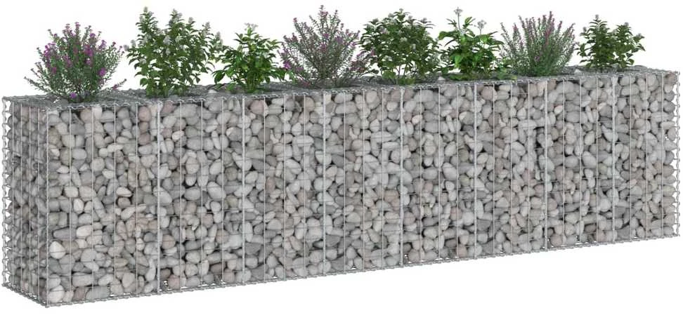 Gabioninė pakelta lova 2 vnt. 330 x 50 x 80 cm Sidabrinė