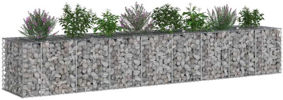 Gabioninė pakelta lova 2 vnt. 340 x 60 x 55 cm Sidabrinė