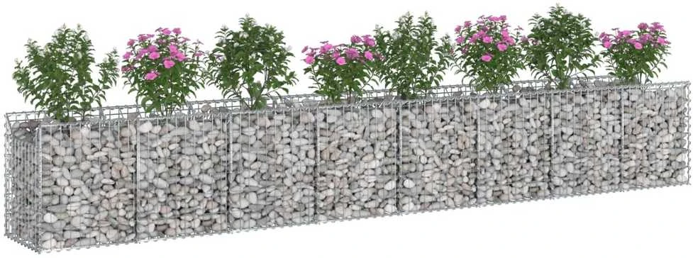 Gabioninė pakelta lova 2 vnt. 400 x 50 x 60 cm Sidabrinė
