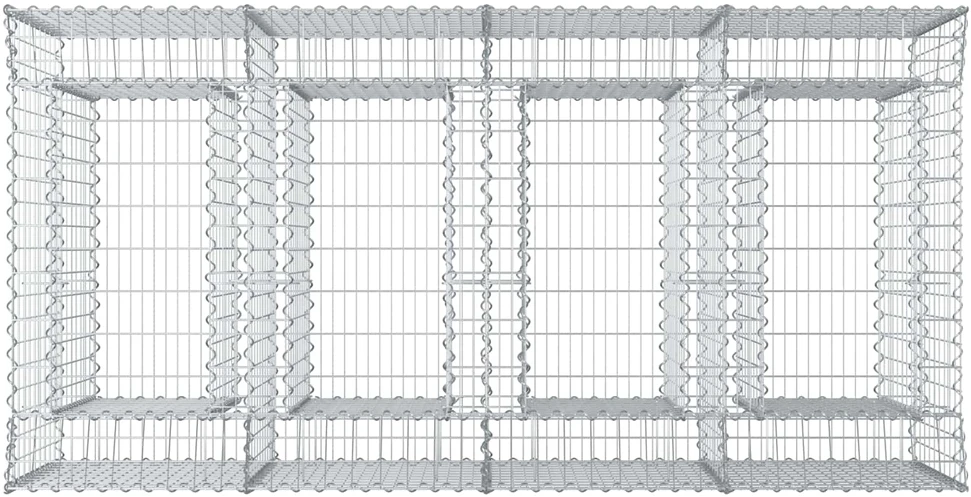 Gabioninė pakelta lova 2 vnt. 200 x 100 x 100 cm Sidabrinė