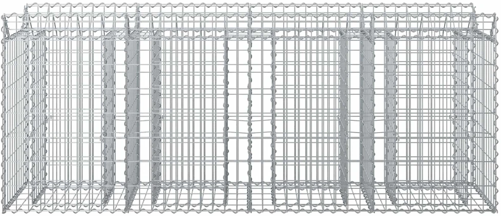 Gabioninė pakelta lova 2 vnt. 200 x 50 x 80 cm Sidabrinė