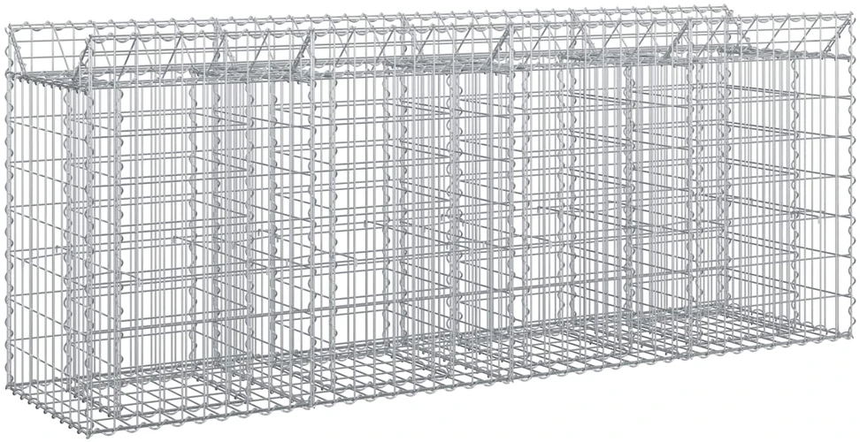Gabioninė pakelta lova 2 vnt. 200 x 50 x 80 cm Sidabrinė