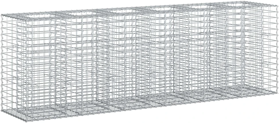 Gabioninė pakelta lova 2 vnt. 250 x 50 x 80 cm Sidabrinė