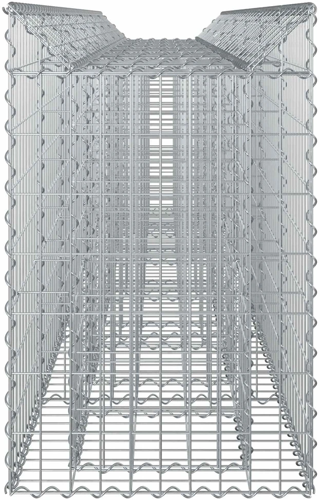 Gabioninė pakelta lova 2 vnt. 300 x 50 x 80 cm Sidabrinė