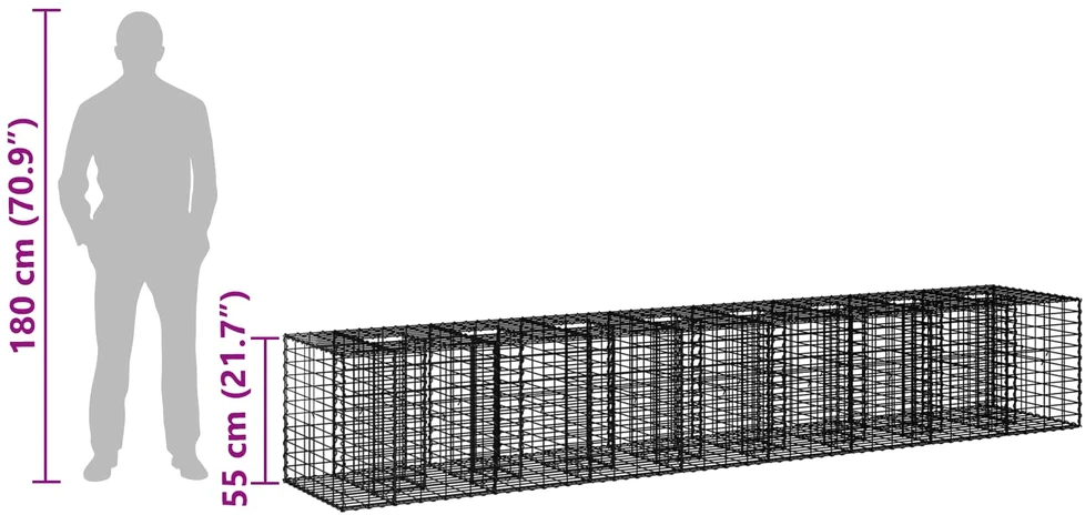 Gabioninė pakelta lova 2 vnt. 340 x 60 x 55 cm