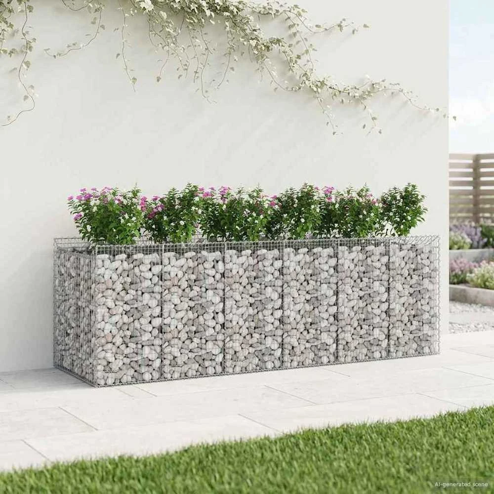 Gabioninė pakelta lova 3 vnt. 300 x 100 x 100 cm Sidabrinė