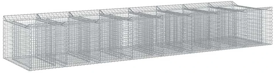 Gabioninė pakelta lova 3 vnt. 400 x 100 x 60 cm Sidabrinė