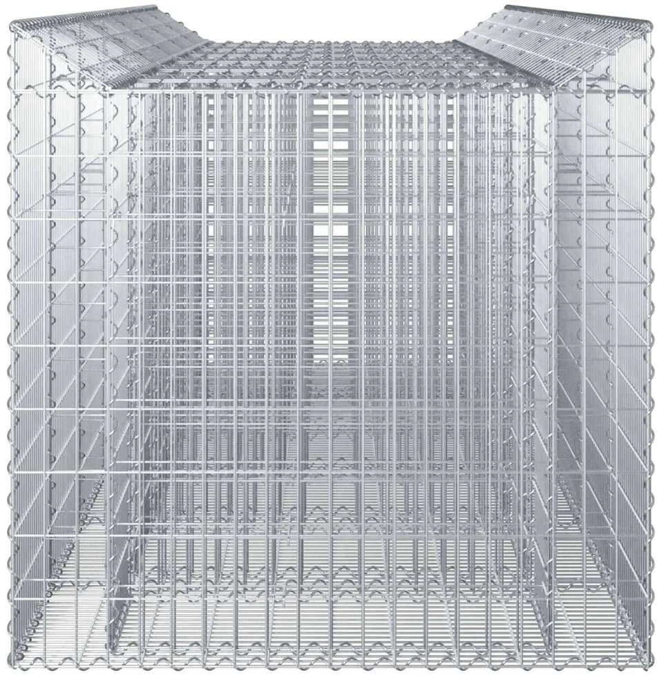 Gabioninė pakelta lova 3 vnt. 300 x 100 x 100 cm Sidabrinė