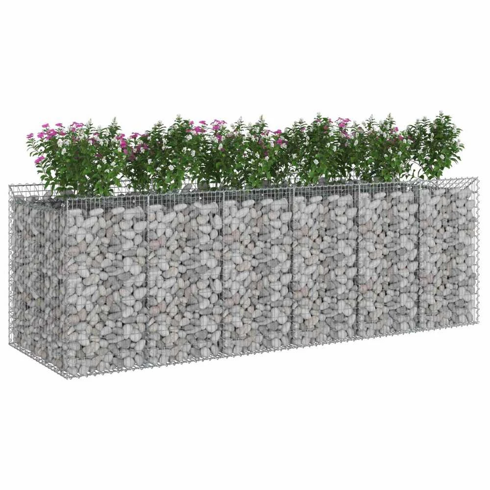 Gabioninė pakelta lova 3 vnt. 300 x 100 x 100 cm Sidabrinė