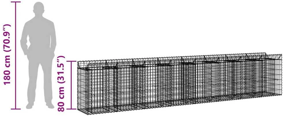 Gabioninė pakelta lova 3 vnt. 400 x 50 x 80 cm Sidabrinė