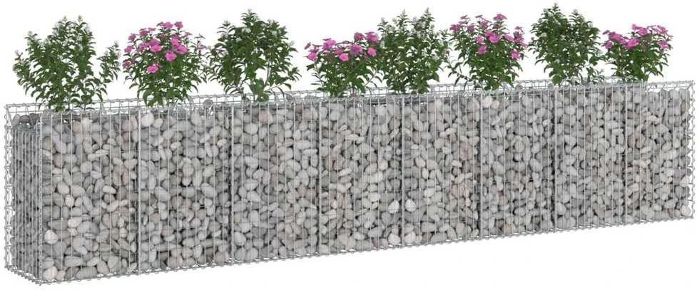 Gabioninė pakelta lova 3 vnt. 400 x 50 x 80 cm Sidabrinė