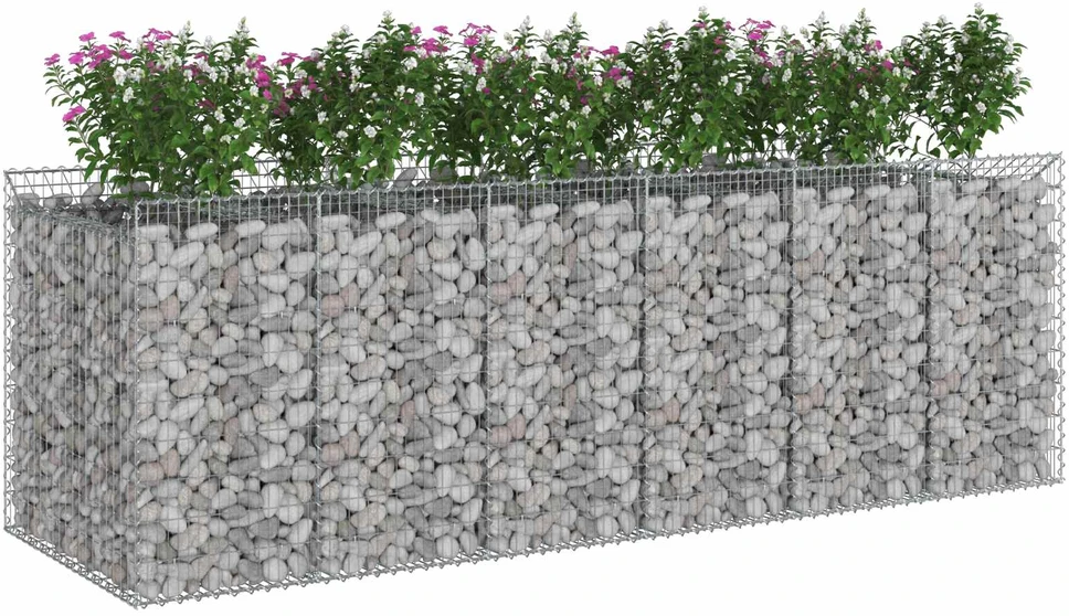 Gabioninė pakelta lova 3 vnt. 300 x 100 x 100 cm Sidabrinė
