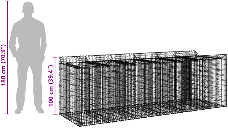Gabioninė pakelta lova 3 vnt. 300 x 100 x 100 cm Sidabrinė