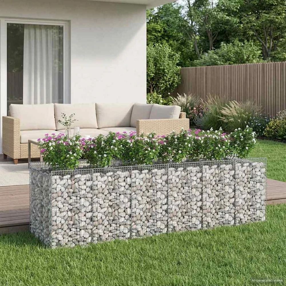 Gabioninė pakelta lova 3 vnt. 300 x 100 x 100 cm Sidabrinė