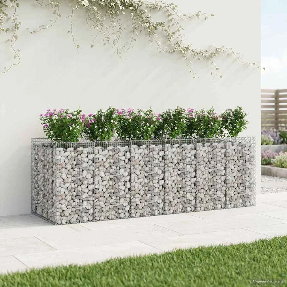 Gabioninė pakelta lova 3 vnt. 300 x 100 x 100 cm Sidabrinė