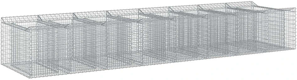 Gabioninė pakelta lova 3 vnt. 400 x 100 x 60 cm Sidabrinė