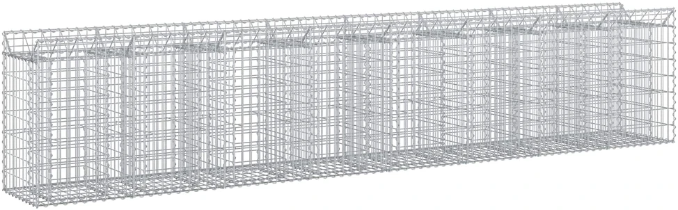 Gabioninė pakelta lova 3 vnt. 400 x 50 x 80 cm Sidabrinė