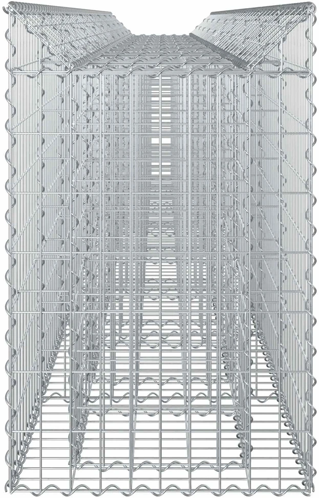 Gabioninė pakelta lova 3 vnt. 400 x 50 x 80 cm Sidabrinė
