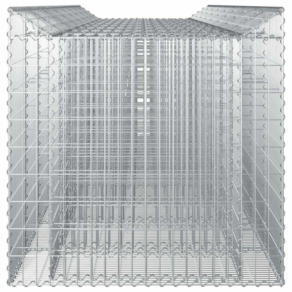 Gabioninė pakelta lova 4 vnt. 400 x 100 x 100 cm Sidabrinė