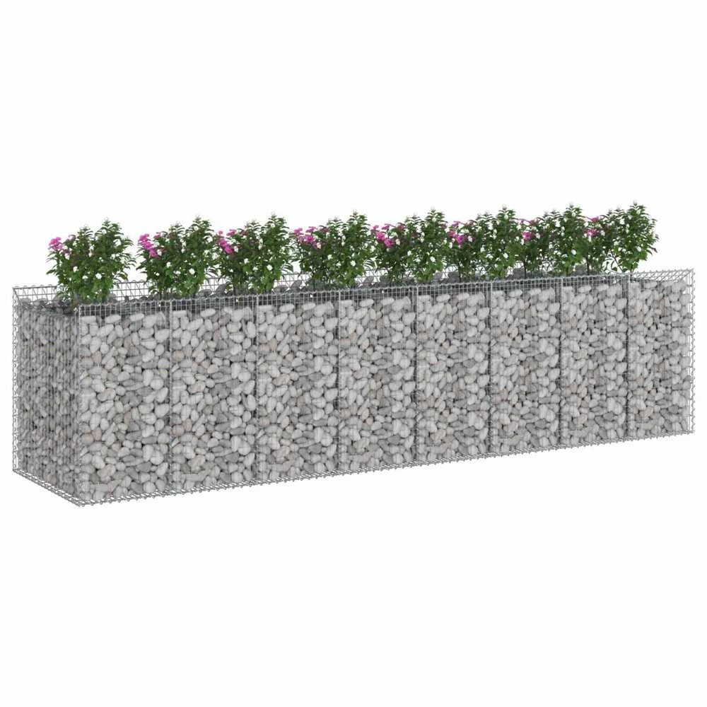 Gabioninė pakelta lova 4 vnt. 400 x 100 x 100 cm Sidabrinė