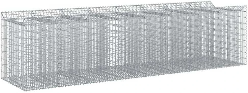 Gabioninė pakelta lova 4 vnt. 400 x 100 x 100 cm Sidabrinė