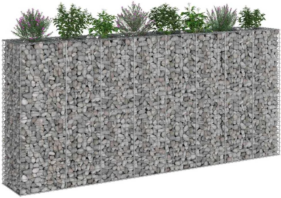Gabioninė pakelta lova 4 vnt. 330 x 50 x 150 cm Sidabrinė