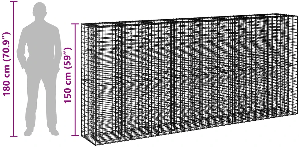 Gabioninė pakelta lova 4 vnt. 330 x 50 x 150 cm