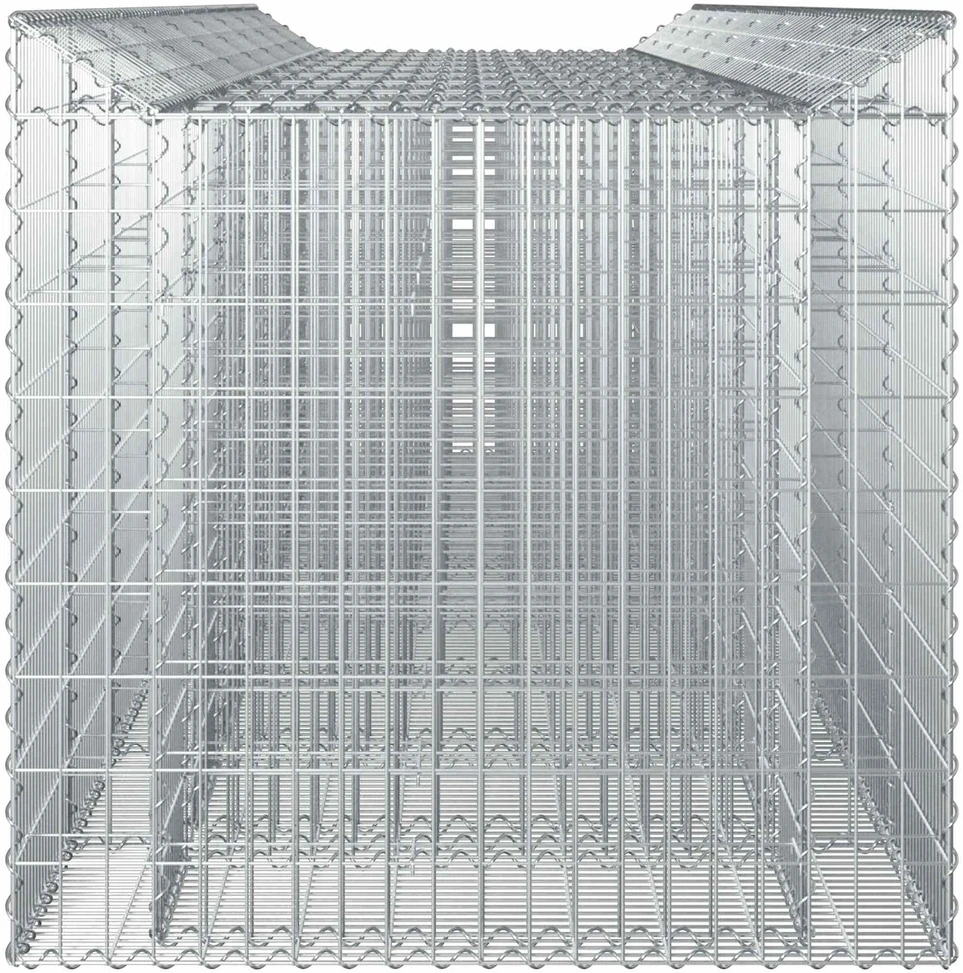 Gabioninė pakelta lova 4 vnt. 400 x 100 x 100 cm Sidabrinė