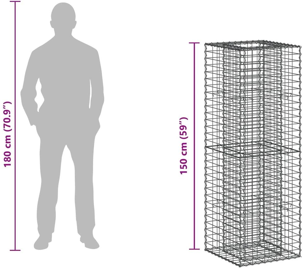 Gabioninė pakelta lova 50 x 50 x 150 cm Galvanizuotas plienas