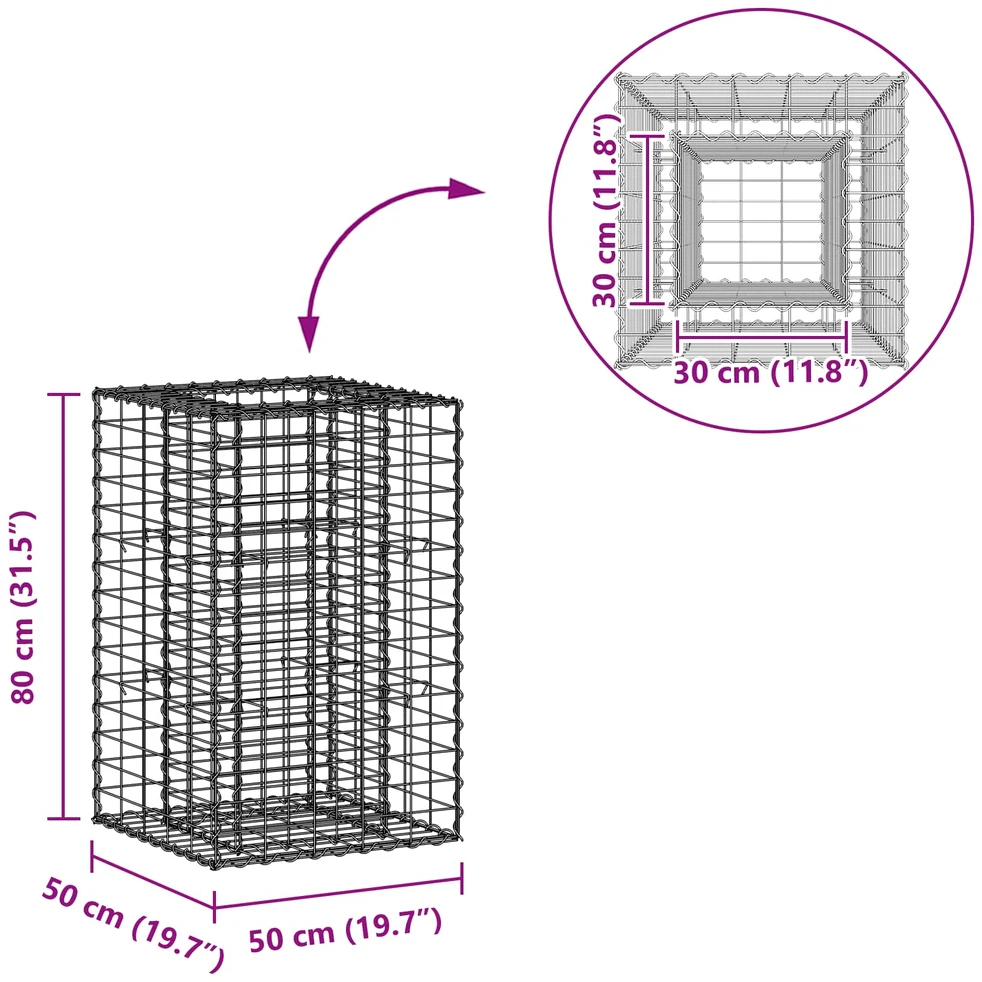 Gabioninė pakelta lova 50 x 50 x 80 cm Galvanizuotas plienas