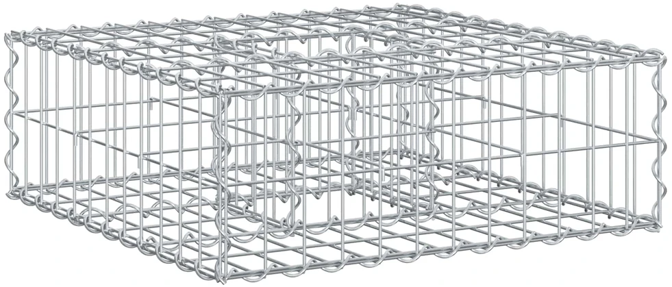 Gabioninė pakelta lova 60 x 60 x 20 cm Cinkuota plienas Sidabro