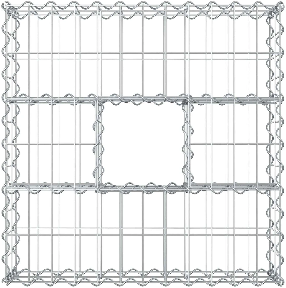 Gabioninė pakelta lova 60 x 60 x 20 cm Cinkuota plienas Sidabro
