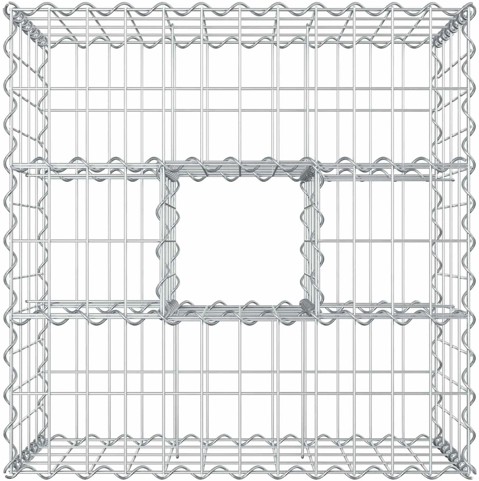 Gabioninė pakelta lova 60 x 60 x 40 cm Cinkuota plienas Sidabro