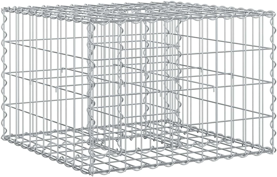 Gabioninė pakelta lova 60 x 60 x 40 cm Cinkuota plienas Sidabro