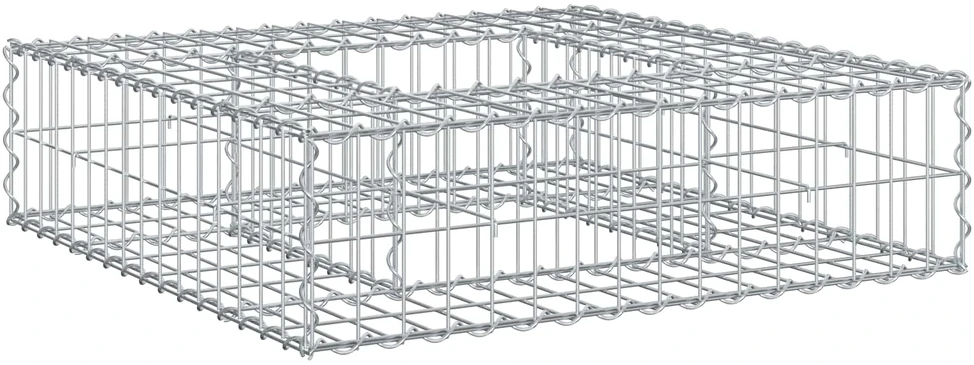 Gabioninė pakelta lova 80 x 80 x 20 cm Cinkuota plienas Sidabro