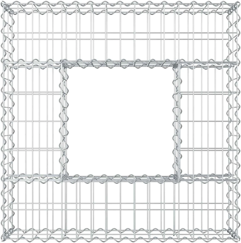 Gabioninė pakelta lova 80 x 80 x 20 cm Cinkuota plienas Sidabro