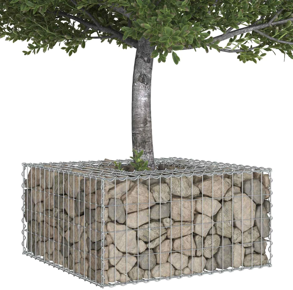 Gabioninė pakelta lova 80 x 80 x 40 cm Cinkuota plienas Sidabro