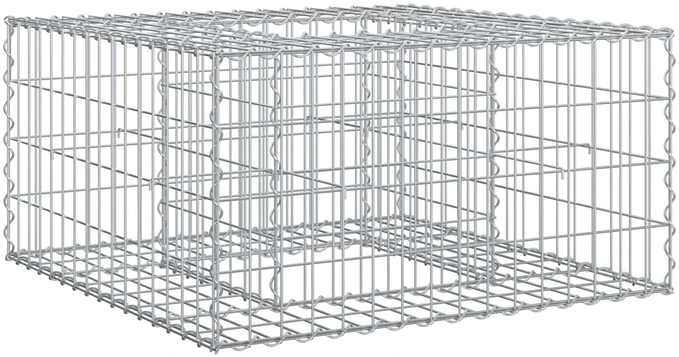 Gabioninė pakelta lova 80 x 80 x 40 cm Cinkuota plienas Sidabro