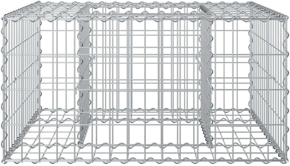 Gabioninė pakelta lova 80 x 80 x 40 cm Cinkuota plienas Sidabro