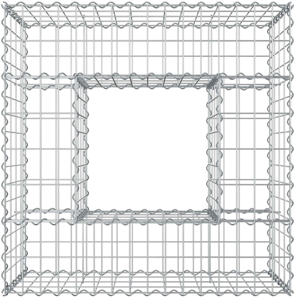 Gabioninė pakelta lova 80 x 80 x 40 cm Cinkuota plienas Sidabro