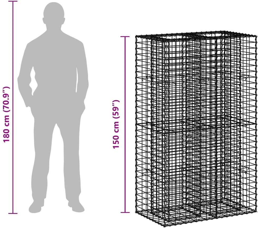 Gabioninė pakelta lova 90 x 50 x 150 cm Galvanizuotas plienas