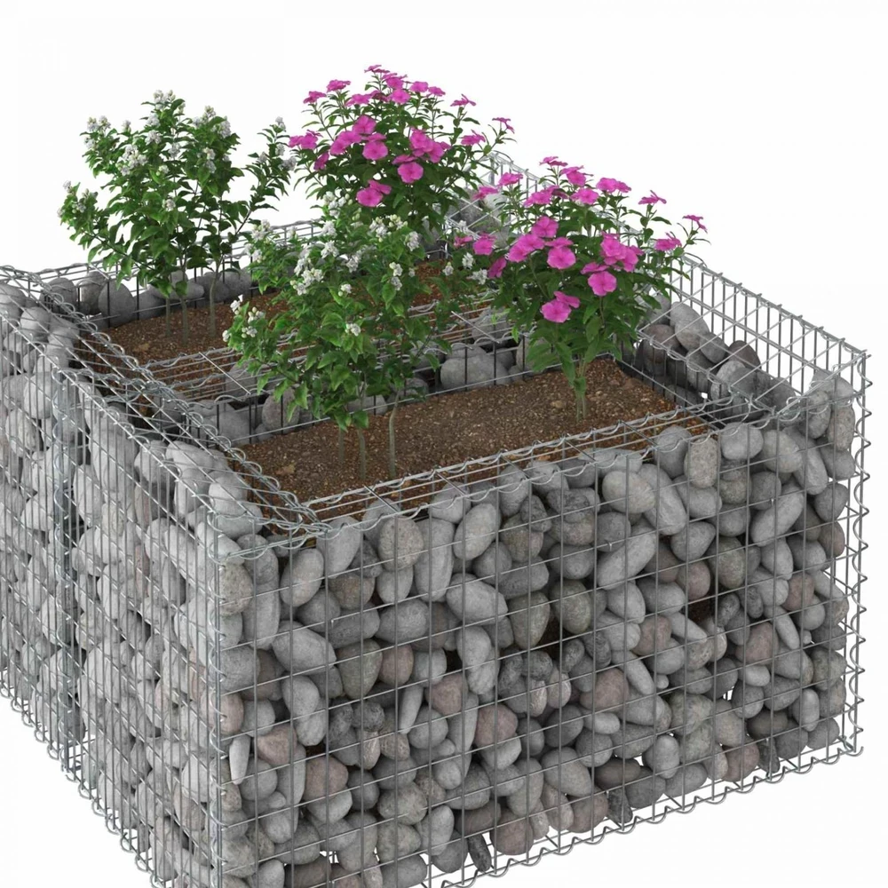 Gabioninė pakelta lova 100 x 100 x 60 cm Galvanizuotas plienas