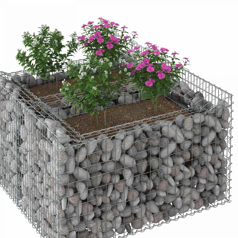 Gabioninė pakelta lova 100 x 100 x 60 cm Galvanizuotas plienas
